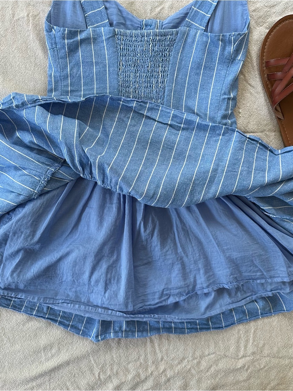 Stradivarius Corset Striped Mini Linen Cotton Blend Coastal Dress View 3